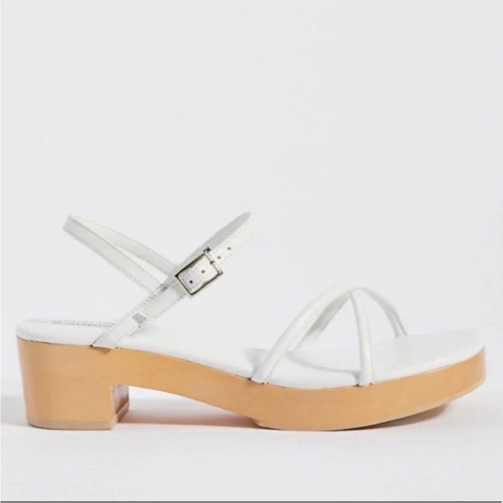 Anthropologie Jeffrey Campbell White Wooden Platform Sandals Platforms Size 7